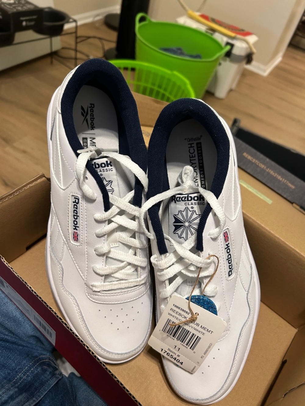 Reebok Classic White and Navy Low-Top Sneakers